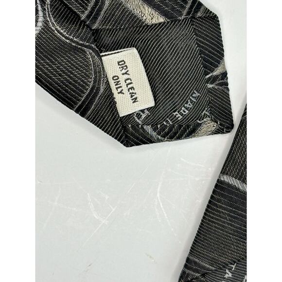 Pronto Uomo Silk Tie Brown Gray White Geometric Waves Men Necktie Italy 57" - Picture 3 of 4